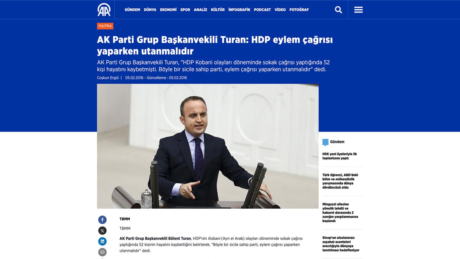 AK Parti Grup Başkanvekili Turan: HDP eylem çağrısı yaparken utanmalıdır