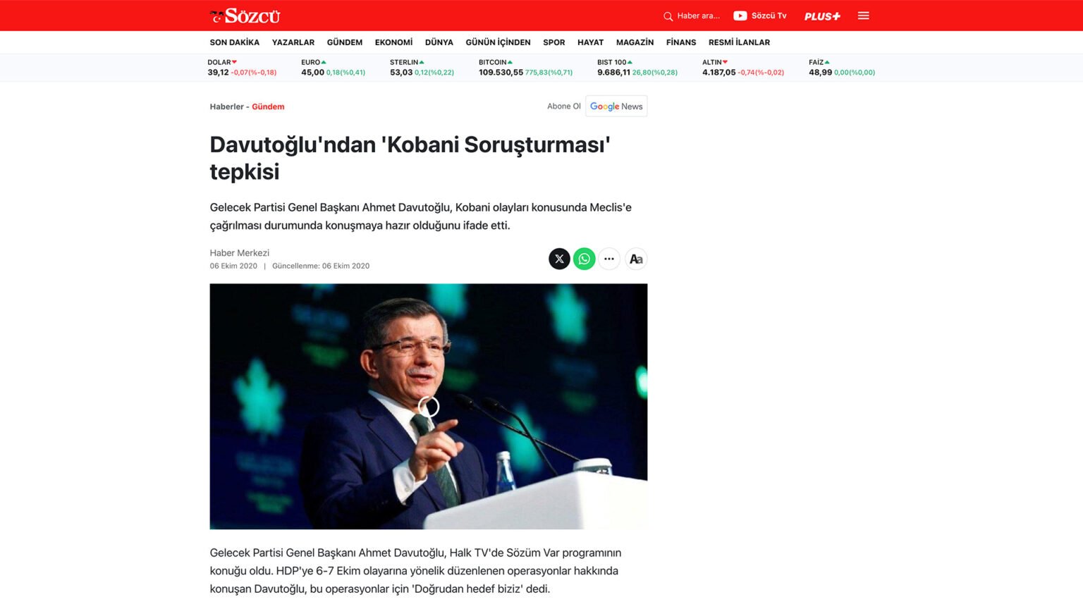 Davutoğlu’ndan ‘Kobani Soruşturması’ tepkisi