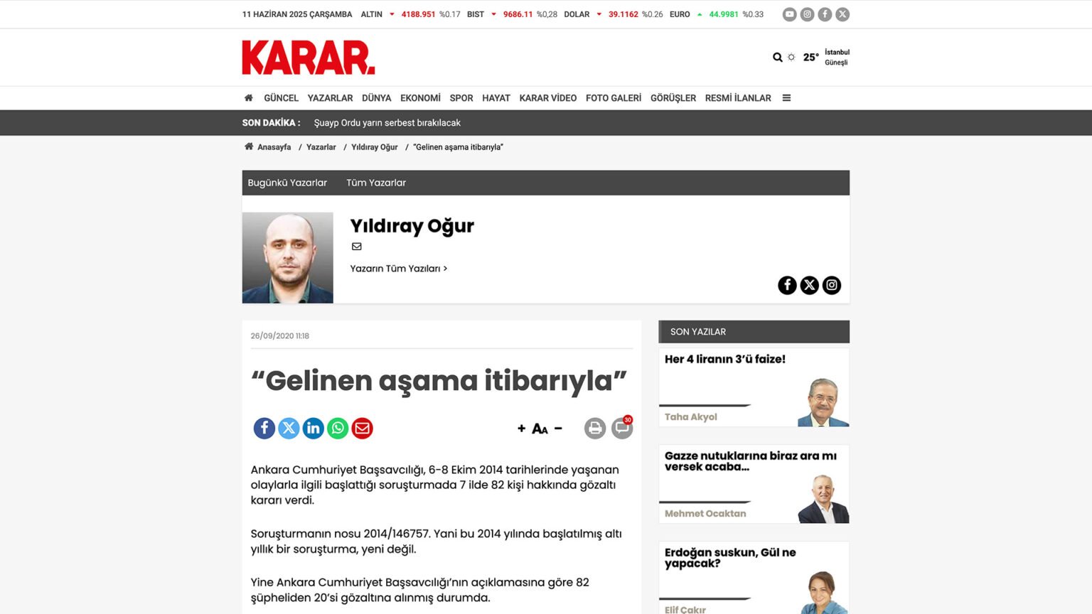 “Gelinen aşama itibarıyla”