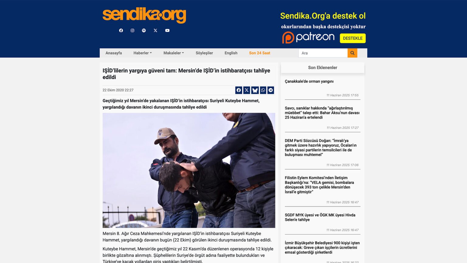 IŞİD’lilerin yargıya güveni tam: Mersin’de IŞİD’in istihbaratçısı tahliye edildi