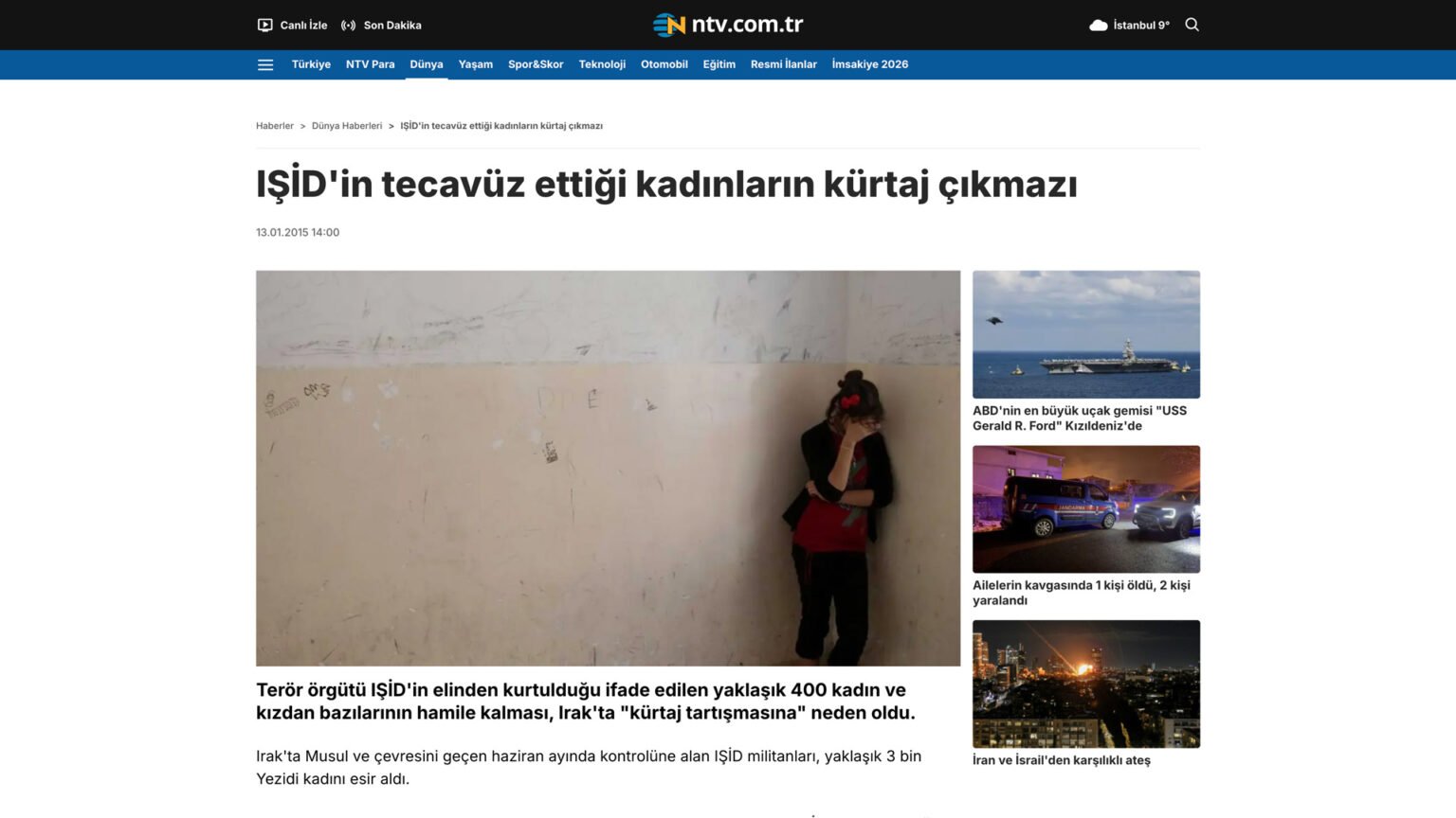IŞİD’in tecavüz ettiği kadınların kürtaj çıkmazı