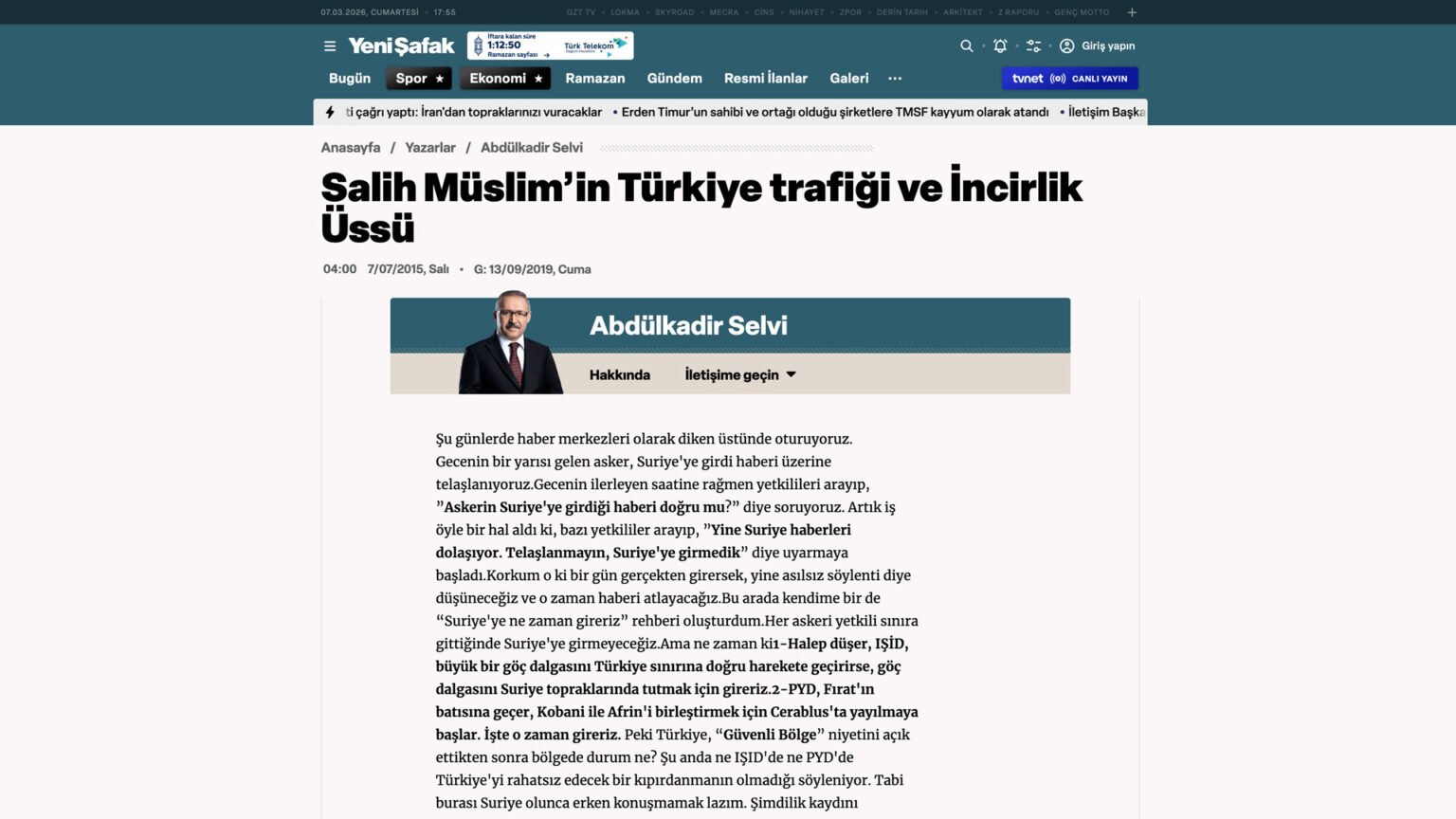 Salih Müslim’in Türkiye trafiği ve İncirlik Üssü