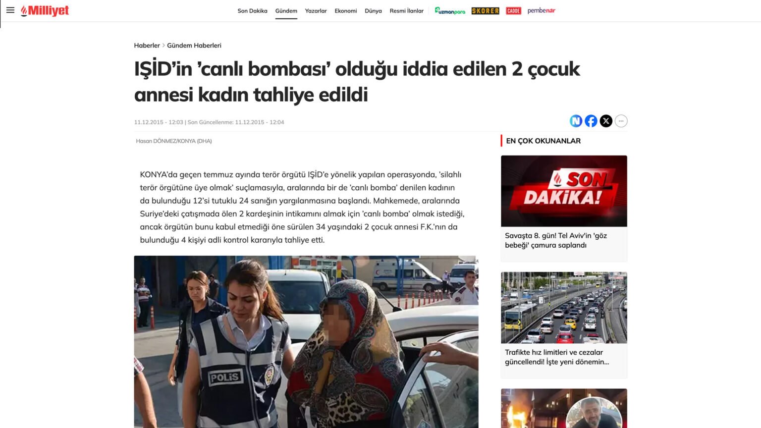 IŞİD’in ‘canlı bombası’ olduğu iddia edilen 2 çocuk annesi kadın tahliye edildi