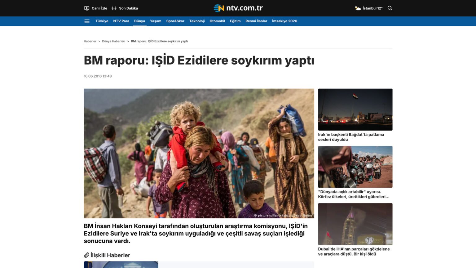 BM raporu: IŞİD Ezidilere soykırım yaptı