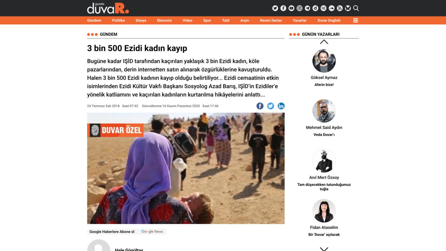 3 bin 500 Ezidi kadın kayıp