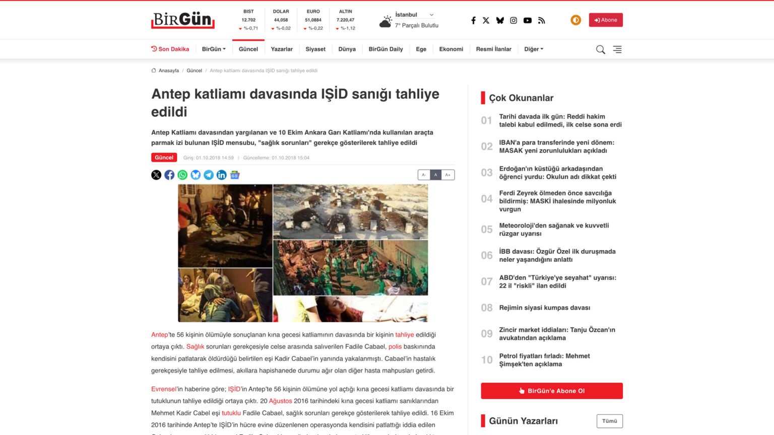 Antep katliamı davasında IŞİD sanığı tahliye edildi