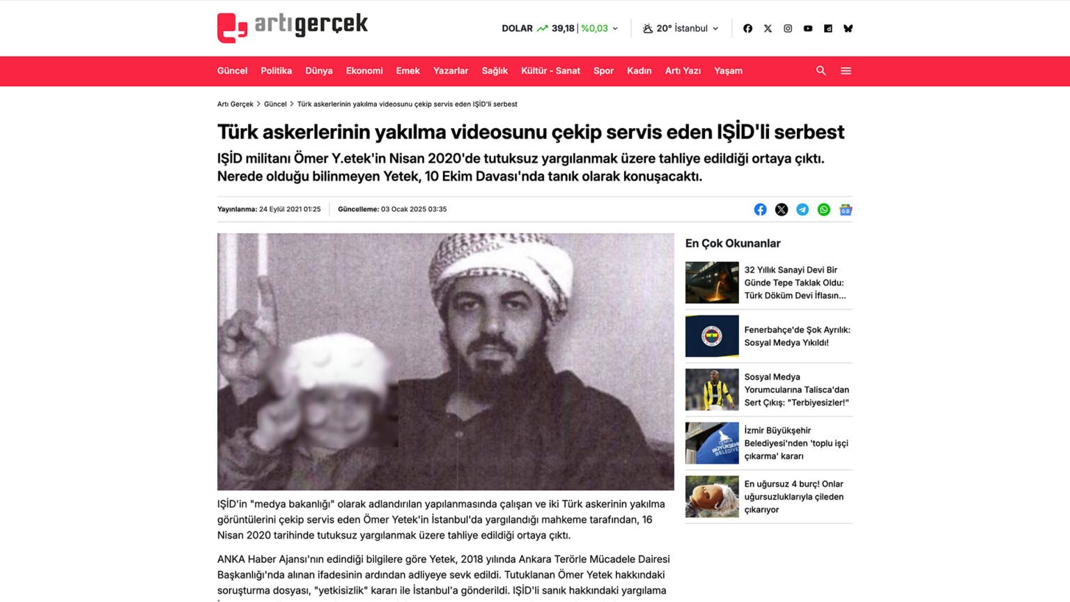 Türk askerlerinin yakılma videosunu çekip servis eden IŞİD’li serbest