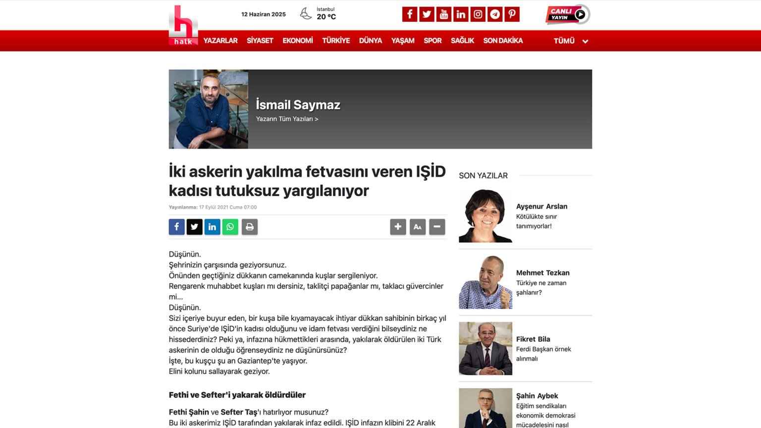 İki askerin yakılma fetvasını veren IŞİD kadısı tutuksuz yargılanıyor
