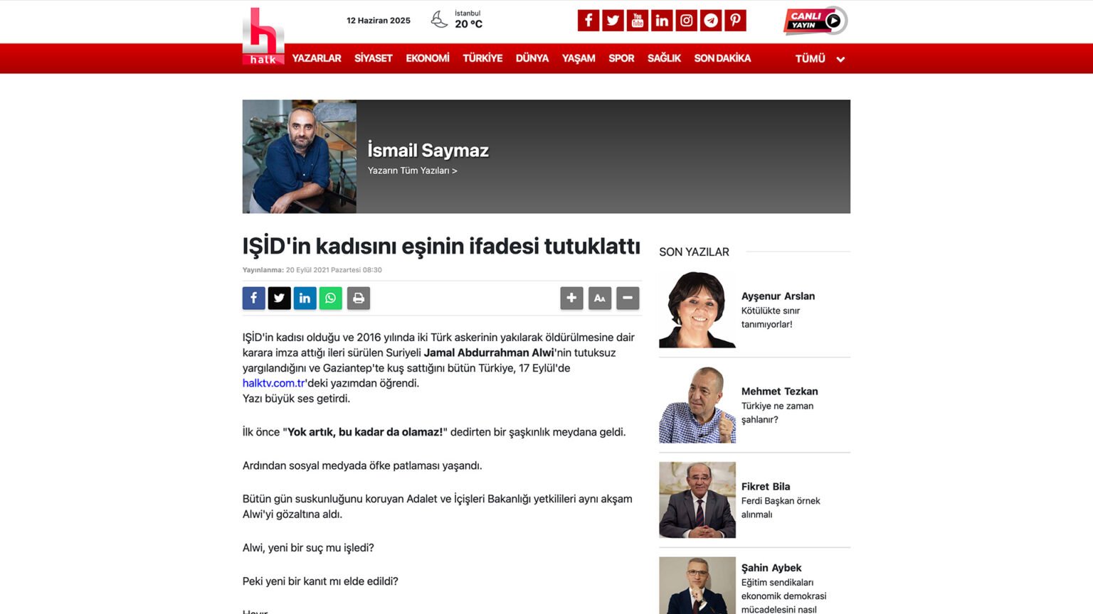 IŞİD’in kadısını eşinin ifadesi tutuklattı