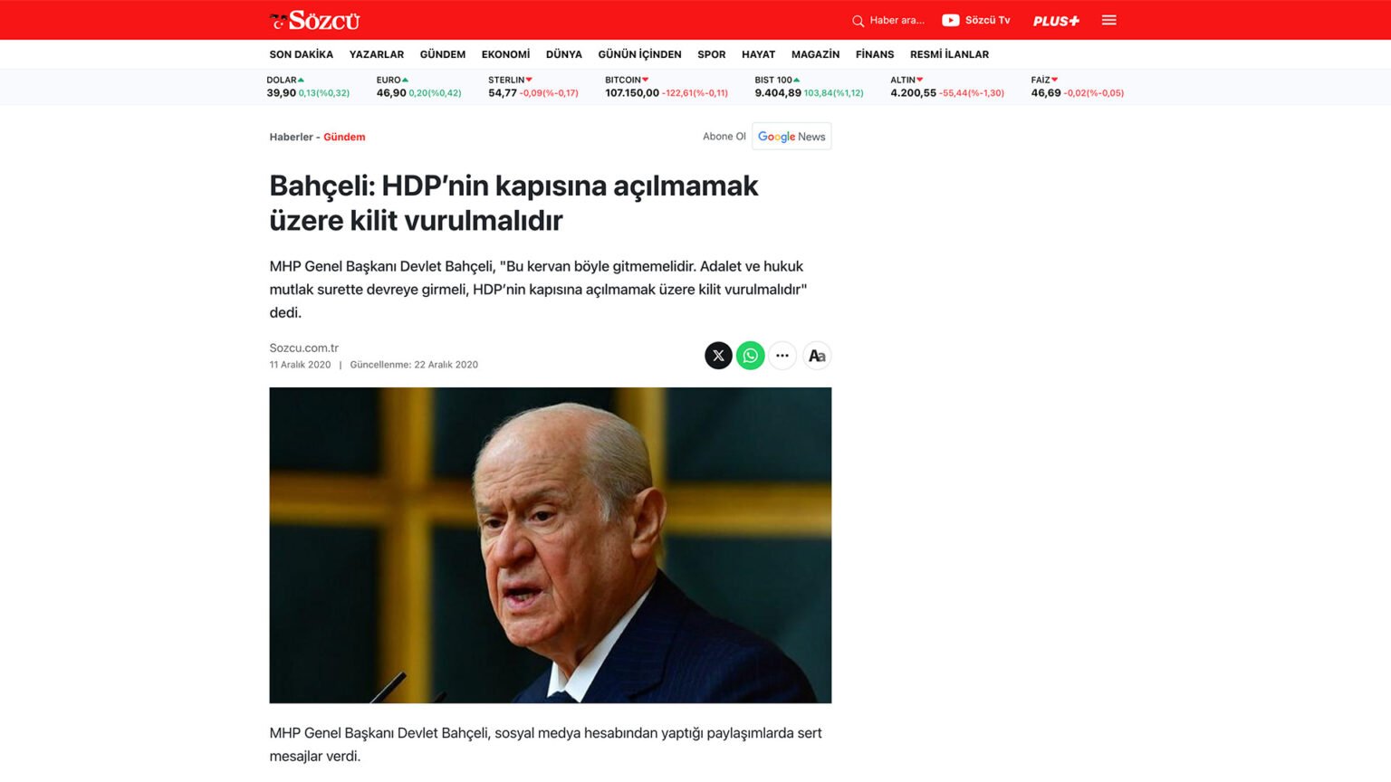 Bahçeli: HDP’nin kapısına açılmamak üzere kilit vurulmalıdır