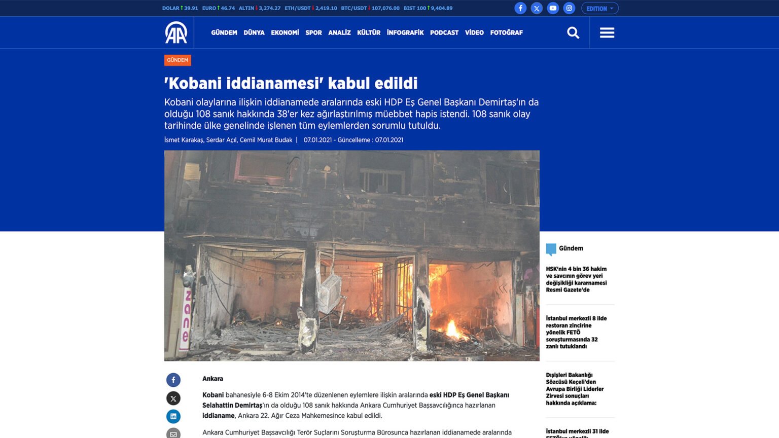 ‘Kobani iddianamesi’ kabul edildi