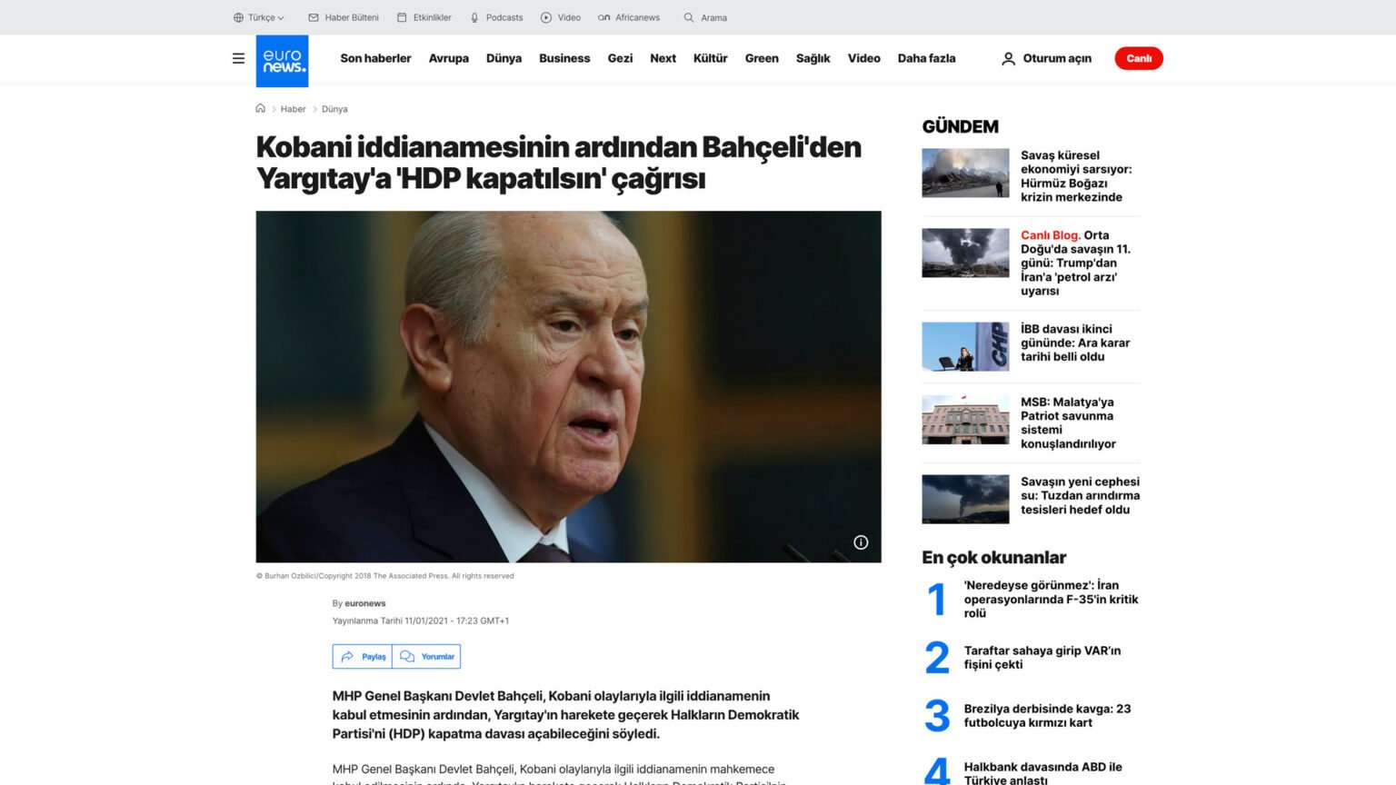 Kobani iddianamesinin ardından Bahçeli’den Yargıtay’a ‘HDP kapatılsın’ çağrısı