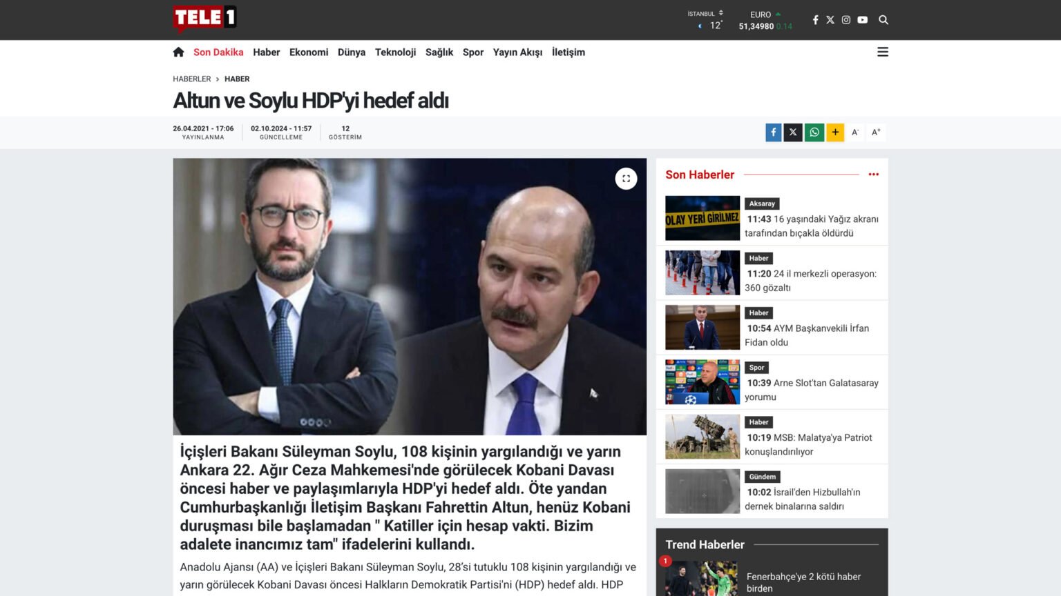 Altun ve Soylu HDP’yi hedef aldı