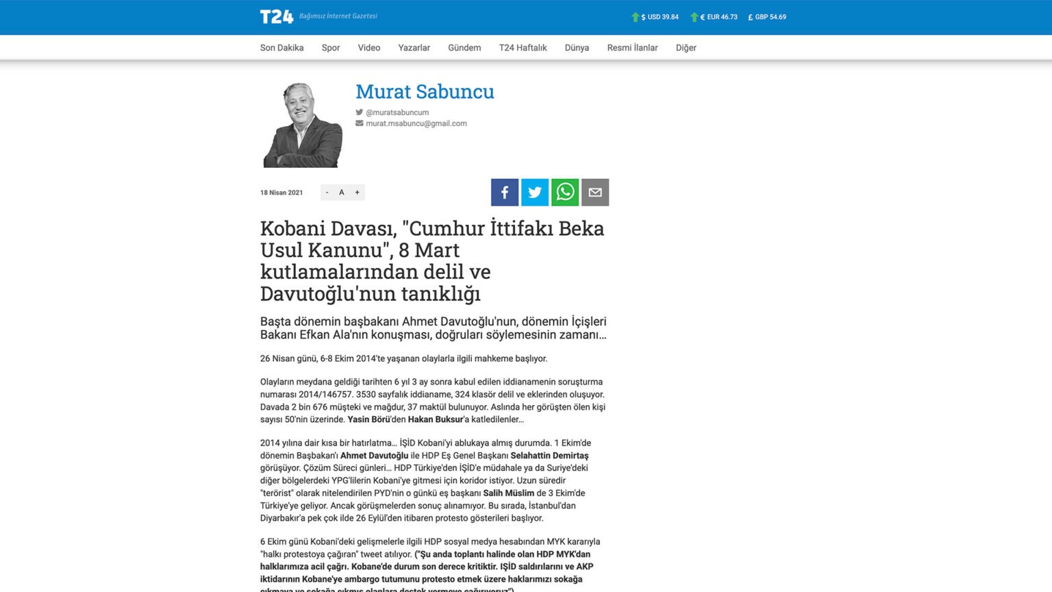 Kobani Davası, “Cumhur İttifakı Beka Usul Kanunu”, 8 Mart kutlamalarından delil ve Davutoğlu’nun tanıklığı
