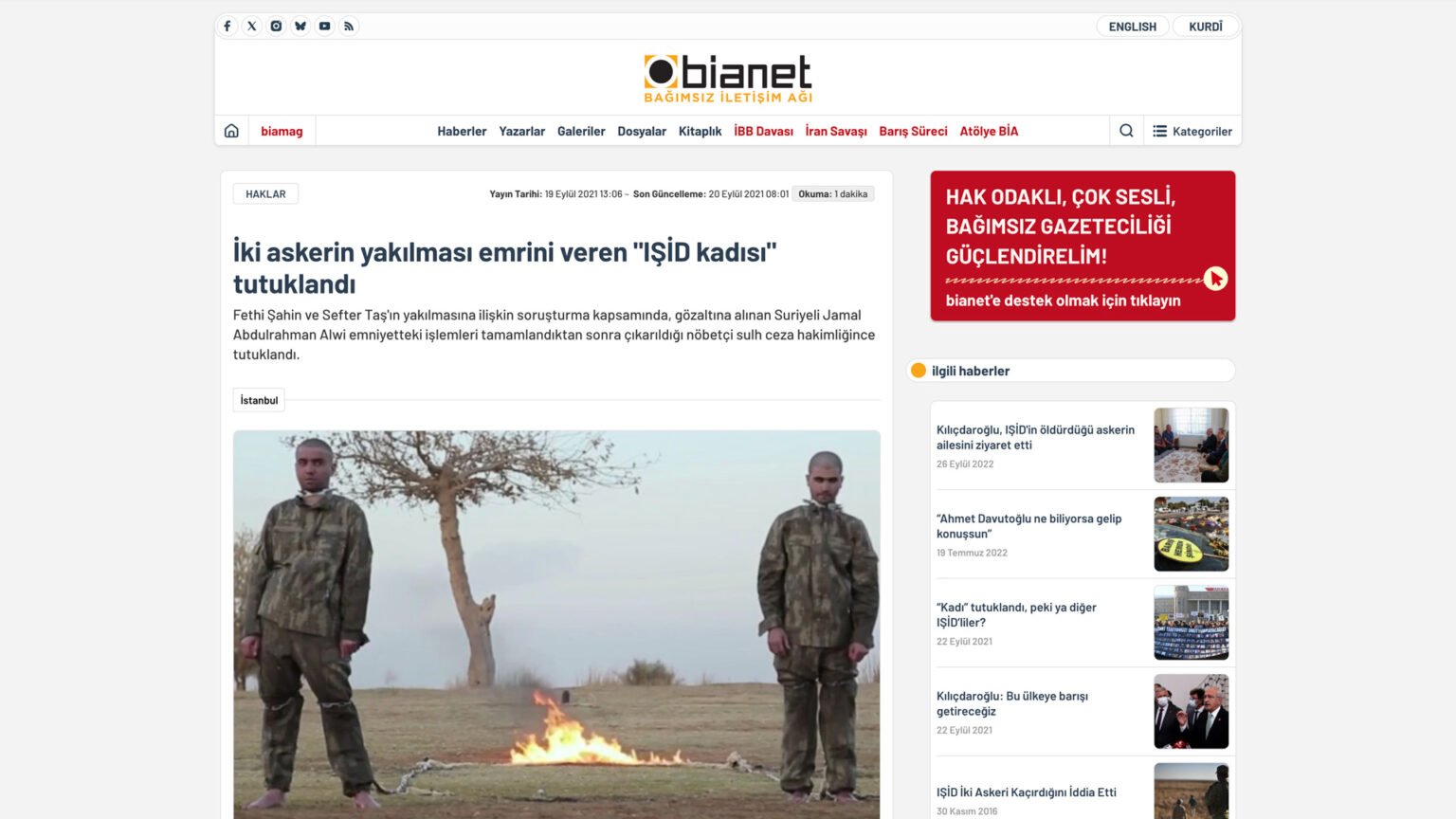İki askerin yakılması emrini veren “IŞİD kadısı” tutuklandı