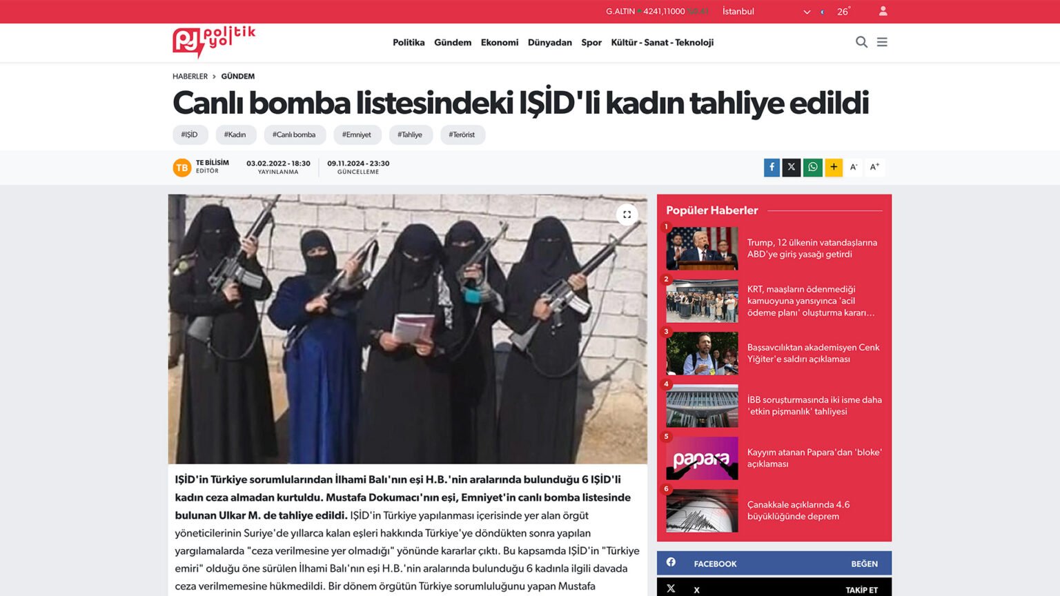 Canlı bomba listesindeki IŞİD’li kadın tahliye edildi